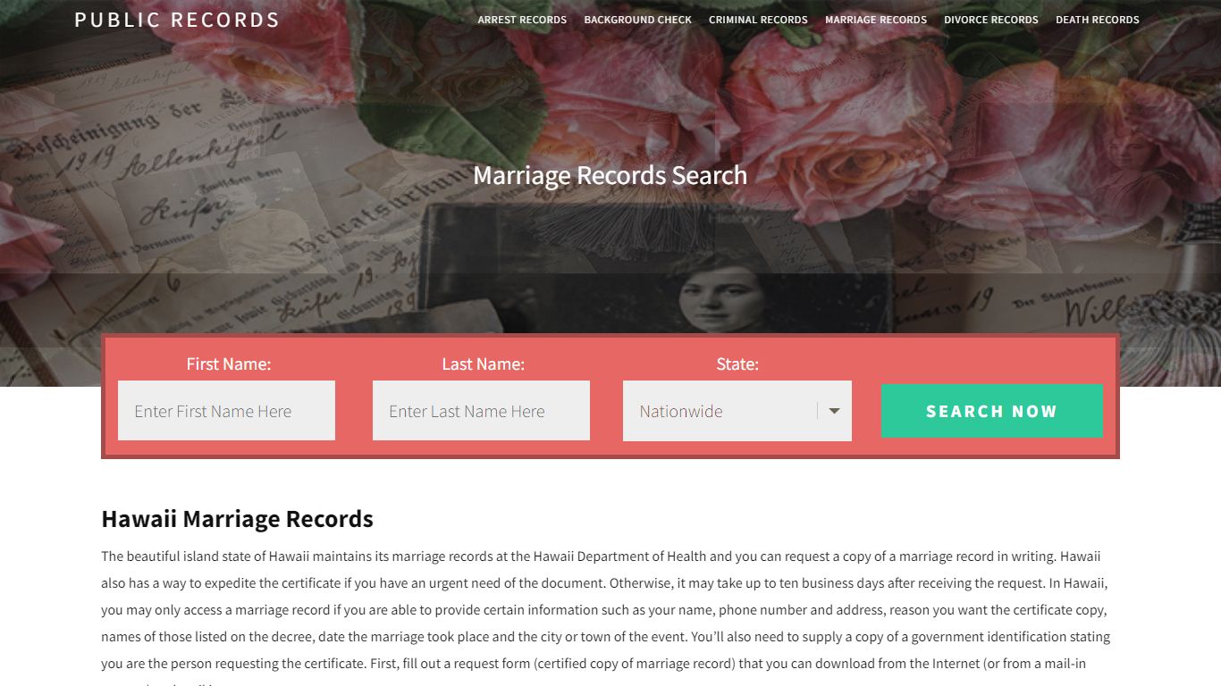 Hawaii Marriage Records | Enter Name and Search. 14Days Free