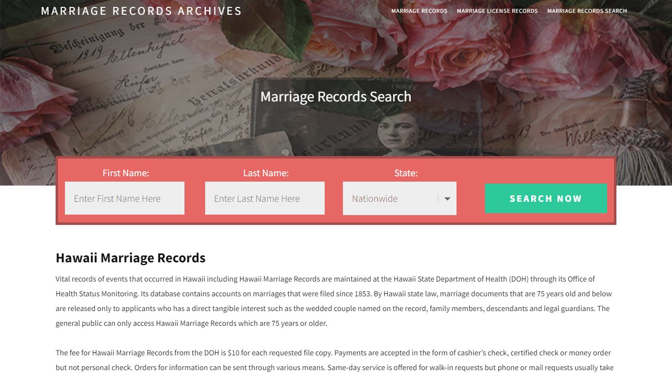 Hawaii Marriage Records | Enter Name and Search | 14 Days Free